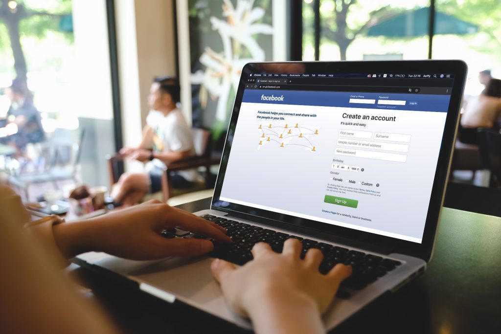 Facebook login page
