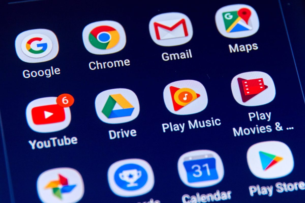 Google products on smartphone homescreen