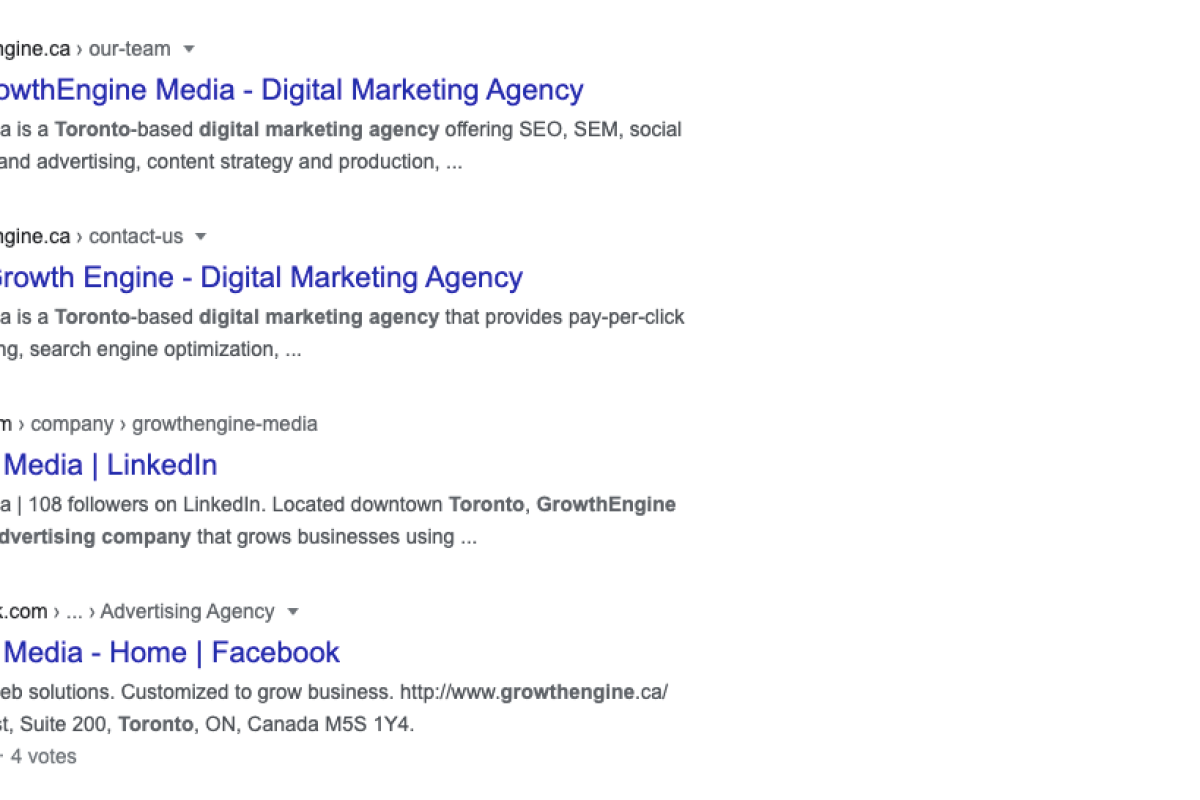 Google search results